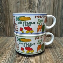 *2* VTG Stackable Soup Mug Set Handles Potato Vegetable Mushroom Onion 1... - £10.20 GBP