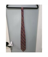 Vintage ISACO Burgundy Silk Tie Geometric Pattern Red Blue Gold 58&quot; - $409.20 MXN
