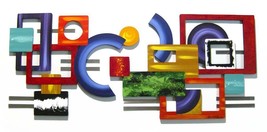 Custom &amp; Unique Contemporary Abstract Wood n Metal Wall Sculpture 53x24 by Alisa - £462.55 GBP