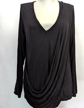 9/15 Saks Fifth Avenue Black Draped Long Sleeve Top Womens size S - £23.15 GBP