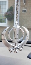 Large plastic silver tone stunning khanda punjabi sikh pendant car rear ... - $15.19