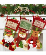 3 PCS Christmas Stocking Classic Stockings Santa Reindeer Snowman Charac... - $34.21 CAD
