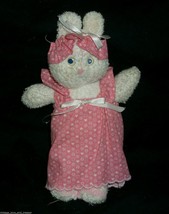 9&quot; Vintage Easter Bunny Rabbit White &amp; Pink Terry Cloth Stuffed Animal Plush Toy - £26.03 GBP