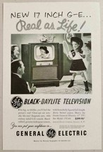 1951 Print Ad GE General Electric Black-Daylite TV Set Little Cowgirl with Rope - £10.96 GBP