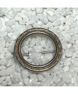 Vintage Round Gold-Tone Brooch Pin With Etched Design - $11.88