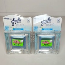 2- Glade Decor Scent Glass Holder &amp; Refill Clean Linen .28 oz New Sealed - £26.37 GBP