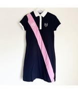 Tommy Hilfiger Blue Pink Logo 85 Knit Polo Dress M 2000s Y2K Pullover - $21.93 CAD