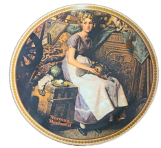 Edwin M Knowles Norman Rockwell Plate Dreaming In The Attic. Plate # 2359AT - £16.17 GBP