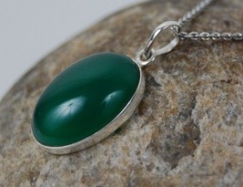 925 Sterling Silver Green Onyx Gemstone Handmade Pendant Necklace Women PSV-1566 - £30.96 GBP+