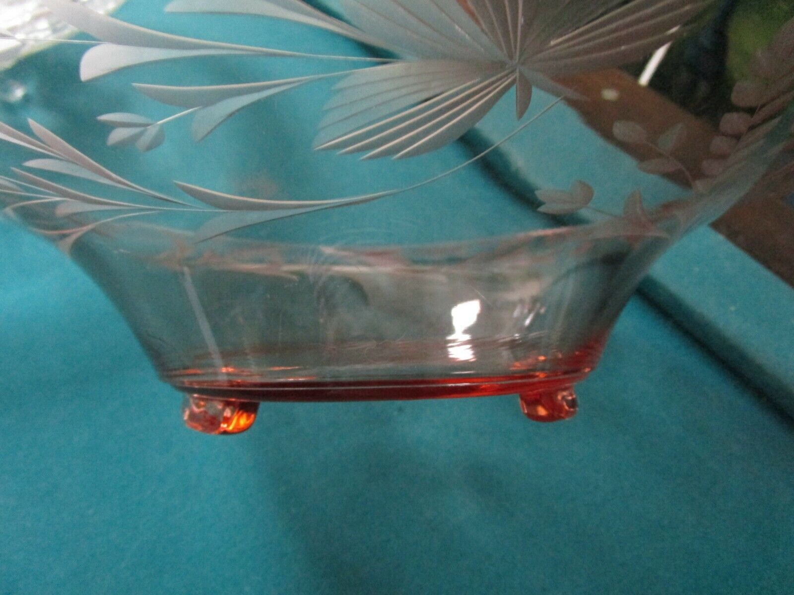 Footed Bowl Depression Pink Blue Glass Pick 1  Item image 6