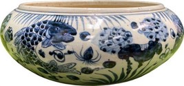 Bowl Fish Shallow White Blue Ceramic Handmade Hand-Crafted - $359.00