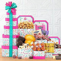 Floral Celebration: Gourmet Gift Tower - $2,421.35 MXN