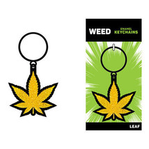 Weed Keychain Gold Glitter Marijuana Leaf - £18.39 GBP