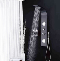 Black Shower Panel Column Tower with Body Jets and Waterfall Bathroom Sh... - $174.40