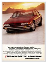 1987 Pontiac Bonneville Sports Sedan GM Car Vintage Full-Page Print Magazine Ad - £7.64 GBP