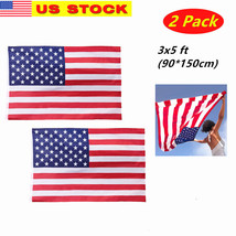 2 Pack 3&#39;x5&#39;FT USA US U.S. American Flag Polyester Stars Brass Grommets - $10.88