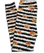 NWT LuLaRoe OS (2-10) Black White Striped Pumpkins Halloween Leggings - $24.74