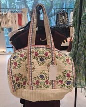 ZARA BNWT 2025. ECRUEMBROIDERED QUILTED TRAVEL BAG COTTON. 3988/015/712 - $92.46