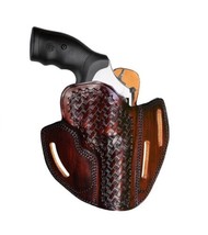 Fits Colt Python and Colt King Cobra 3”BBL Leather Belt Holster Basket Weave - £47.44 GBP