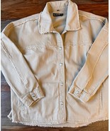 BLANK NYC Fray Edge Shacket in Zoo fair Beige  Denim Oversized Jacket  S... - $18.69