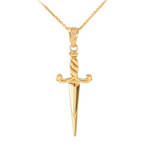 Gold Dagger Knife Pendant Necklace - £131.29 GBP+