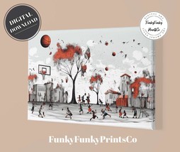 Artisan PRINTABLE wall art, Basketball Dreams, Landscape | Digital Download - £2.78 GBP