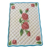 Temp-tations Ceramic Trivet Hotpad Basket Weave Pink Rose 6x9 Cottage Core - €14,34 EUR