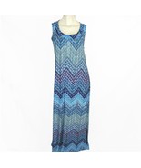 NWT Chicos Blue Dawn Maxi Dress Purple Chevron Long Size 1 Medium TALL 56&quot; - $39.55