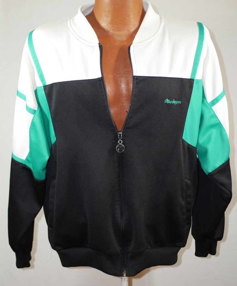 Primary image for MACGREGOR Men's L VTG 90s Color Block Black Green White Full Zip Track Jacket