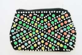 Vintage multi-color plastic beaded zippered change coin purse - £11.71 GBP