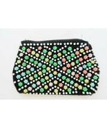 Vintage multi-color plastic beaded zippered change coin purse - £11.76 GBP