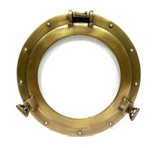 Nautical Antique Brass finish Porthole 12&#39;&#39; Boat Ship Maritime porthole Window - £48.14 GBP