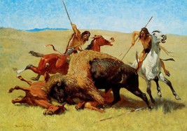 The Buffalo Hunt by Frederic Remington Western Native American Art Print 12x19 - £31.64 GBP