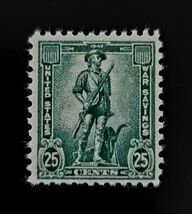 1942 25c War Saving Stamp - Minute Man, Dark Blue Green Scott WS8 Mint F... - $1.34