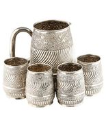 Repousse Silber Wasser Krug &amp; 4 Becher - $37,899.85 MXN