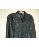 Panhandle Slim Mens Long Sleeve Western Shirt Sz Large Black Silver Pear... - $51.28 CAD