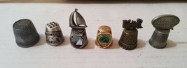 Vintage Sewing Thimble Lot 5 Souvenirs Metal Great Detail Ohio New York Kentucky - £40.16 GBP