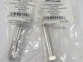 2 HILLMAN STAINLESS STEEL HEX CAP SCREW 1/2&quot; X 3-1/2&quot; NEW SEALED - £4.64 GBP
