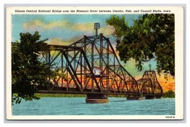 Illinois Central Railroad Bridge Omaha NE Council Bluffs UNP Linen Postcard N24 - £2.30 GBP