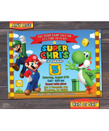 Super Mario Birthday Invitation - Super Mario Party Invitation - Any Age - £7.04 GBP