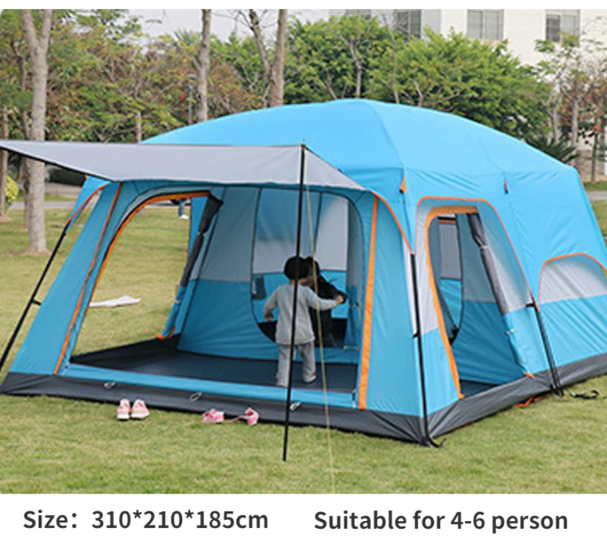 Outdoor Camping Tent 4-6 Person Two-bedrooms Double-layer Backpacking Tent - £489.06 GBP