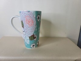 Vintage Mod Flower Mug Bright 6 Inch Gallery Green Background - £12.41 GBP