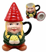 Ebros Mrs Gnome With Sunflowers Lidded Ceramic Mug Coffee Cup Home Kitchen - $23.99
