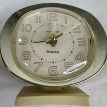 Vintage Original Westclox Baby Ben Wind Up Alarm Clock Mid Century Beige &amp; Gold - £39.46 GBP