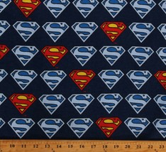 Flannel Superman Shield Logos Blue Superhero Comics Fabric Print By Yard D278.37 - £10.31 GBP