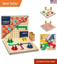 Classic 2-in-1 Wooden Snakes and Ladders &amp; Ludo Game for Family Fun - 11... - $60.00
