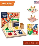 Classic 2-in-1 Wooden Snakes and Ladders &amp; Ludo Game for Family Fun - 11... - $1,104.45 MXN