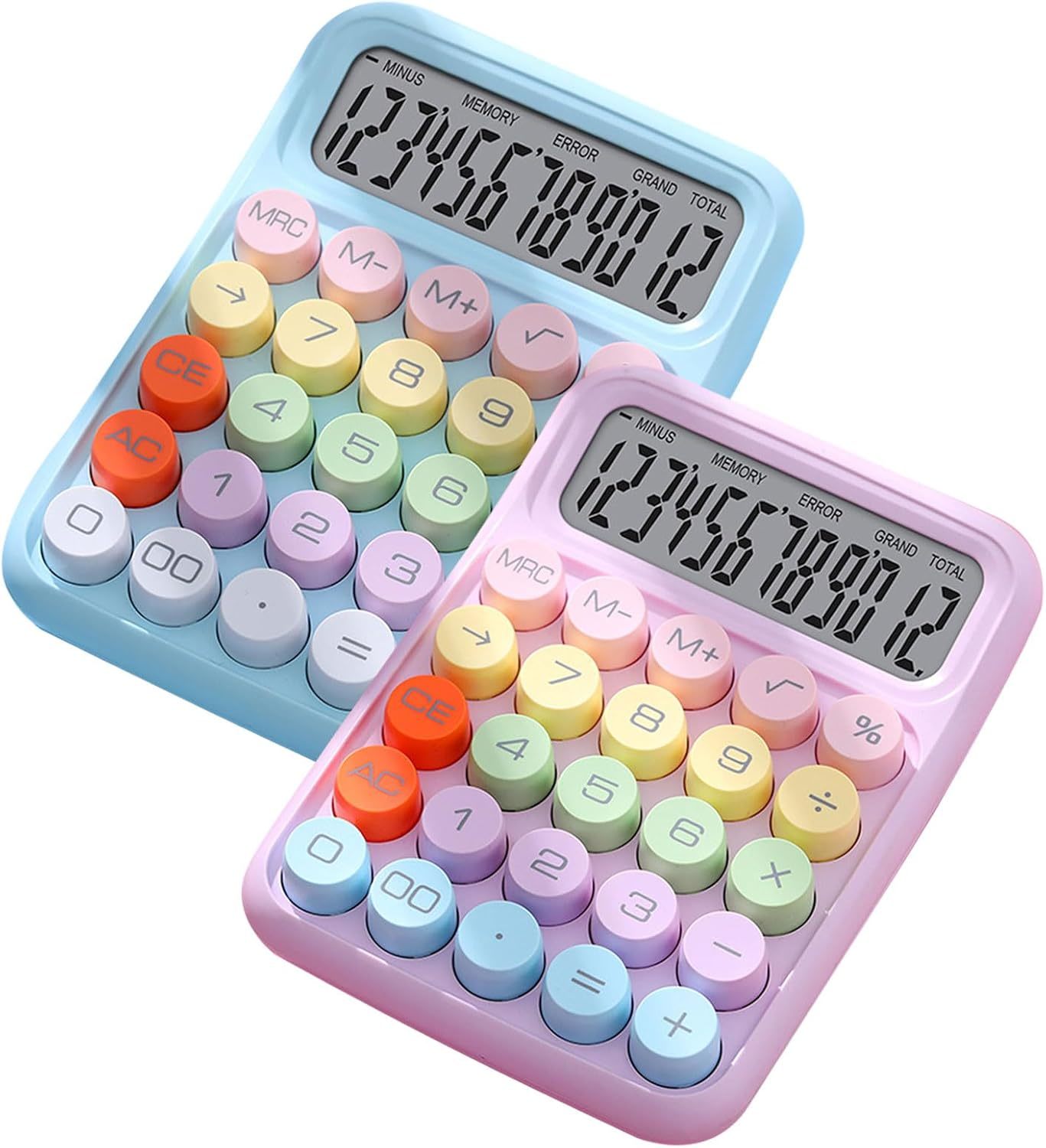 Qivine 2Pcs Mechanical Calculator, Colorful Electronic Calculator, Blue ... - $29.96