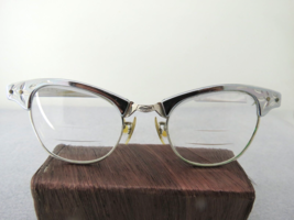 Vintage Women&#39;s Cat Eye Glasses SRO 12k Gold Filled Bridge Shiny Silver 5.25 USA - $74.24