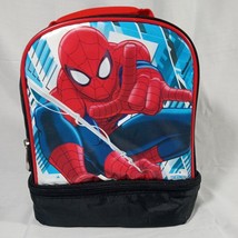 Thermos Spiderman Two Compartment Lunch Box Bag Thermos Insulated Food School - £9.44 GBP